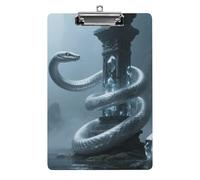 Portablocco in acrilico, formato A4, leggero e resistente, con foro per appendere in acciaio inossidabile, a forma di serpente su pilastro di cristallo, può contenere 80-100 fogli per ufficio, casa
