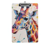 Portablocco in acrilico, formato A4, leggero e resistente, con foro per appendere in acciaio inossidabile, organizer portatile per documenti con giraffa colorata, contiene 80-100 fogli, per ufficio