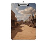 Portablocco in acrilico, formato A4, leggero e resistente, con foro per appendere in acciaio inossidabile, organizer portatile per documenti Old Wild West Cowboy Town, contiene 80-100 fogli per