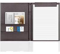 Portablocco in pelle PU for ufficio Portadocumenti pieghevole A4 Blocco for biglietti da visita for conferenze con portapenne(Curry)