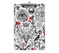Portablocco in stile retrò, massoneria e occultismo, formato A4, divertente, estetico, da lavoro, per studiare, lettera, standard, 12,5×8,5 in faesite, per aula scolastica, bambini, scrittura, diseg