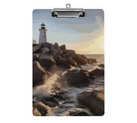 Portablocco Lighthouse Rocks Seaside con foro per appendere, portablocco in acrilico standard A4 da 8,5" x 12,5", portadocumenti ultraleggero e infrangibile per ufficio e casa