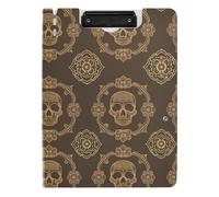 Portablocco modello cinese teschio marrone A4 Appunti clipfolio doppia clip portapenne infermieristica clip Board con coperchio