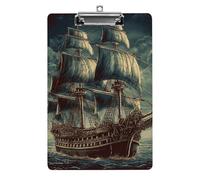 Portablocco nautico vintage a vela pirata in acrilico carino alla moda portablocco decorativo, 31,8 x 21,6 cm, formato A4, clip in acrilico per aule, insegnanti, forniture per ufficio