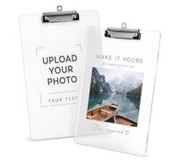 Portablocco Personalizzato in Acrilico Con Foto Logo E Testo | Clipboard Decorativi Personalizzati Regalo per Insegnanti e Infermieri per Fogli Formato A4 con Clip Argentata, Bianco
