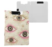 Portablocco piegato color oro pesca misteriosi occhi malvagi A4 portablocco con due clip in metallo portapenne scuola clip board con coperchio