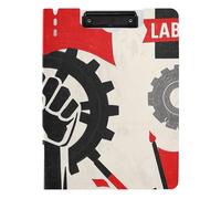 Portablocco piegato con bandiera del pugno rosso e nero, formato A4, con doppia clip in metallo, portapenne, con copertina rigida