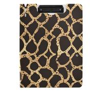 Portablocco piegato piatto geometrico leopardato stampa oro A4 portablocco con padfolio orizzontale e verticale doppie clip infermieristica lavagna con coperchio