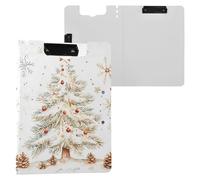 Portablocco pieghevole a forma di albero di Natale con pigna e fiocco di neve, due clip in metallo, portapenne con copertina rigida, organizer per documenti da ufficio