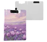 Portablocco pieghevole a molla con fiore lavanda orizzontale e verticale doppie clip Board con copertina rigida Appunti Padfolio accessori da laboratorio