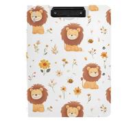 Portablocco pieghevole A4 Appunti Appunti Appunti Doppia Clip Portapenne Ufficio Clip Board con Cover Cartoon Cute Lion Bianco