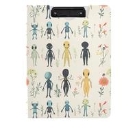 Portablocco pieghevole A4 con raccoglitore a doppia clip portapenne scuola clip board con copertina cartone animato divertente alieni neutro