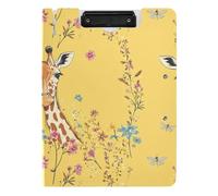 Portablocco pieghevole Art Giraffe giallo A4 Appunti Cartella Appunti Due clip in metallo portapenne infermieristica Clip Board con coperchio