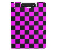 Portablocco pieghevole Buffalo Plaid Check Nero Magenta A4 Appunti Cartella Appunti Appunti Due Clip in Metallo Portapenne Nursing Clip Board con coperchio