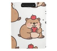 Portablocco pieghevole carino cartone animato marrone porcellino d'India A4 Appunti Folio doppia clip in metallo portapenne ufficio clip Board con coperchio