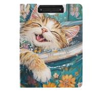 Portablocco pieghevole carino norvegese safari gatto gatto retrò vasca da bagno A4 Appunti raccoglitore a doppia clip portapenne ufficio clip Board con coperchio
