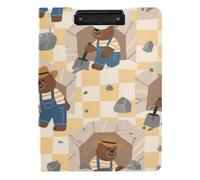 Portablocco pieghevole cartone animato marrone Birra lavoratori A4 Appunti Folio Raccoglitore Doppia Clip Portapenne Nursing Clip Board con coperchio