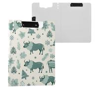 Portablocco pieghevole color foglia di tè sei giocoso Buffalo Boho A4 Appunti raccoglitore a doppia clip portapenne infermieristica con coperchio