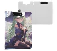 Portablocco pieghevole con cappello da strega anime, formato A4, con due clip in metallo, portapenne, scuola, con coperchio