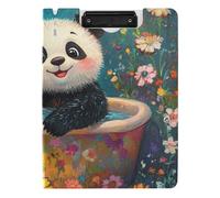 Portablocco pieghevole con contenitore Cartoon Panda Retro Vasca da bagno A4 Appunti Folio Raccoglitore Doppio Metallo Clip Portapenne Office Clip Board con coperchio