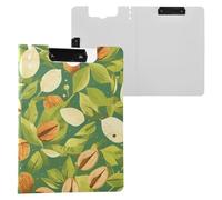 Portablocco pieghevole con foglie verdi e noci A4 Appunti Padfolio Due clip in metallo portapenne scuola clip Board con copertina rigida