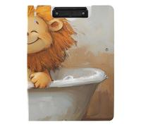 Portablocco pieghevole con leone cartone animato vintage vasca da bagno A4 Appunti clipfolio doppia clip portapenne ufficio clip board con copertina rigida
