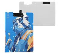 Portablocco pieghevole con orsetto gigante blu, formato A4, orizzontale e verticale, doppia clip per scuola, con copertina