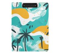 Portablocco pieghevole con palme verdi estive formato A4 Appunti con doppia clip portapenne scuola clip board con coperchio