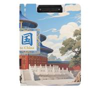 Portablocco pieghevole con spazio di archiviazione Benvenuti in Cina Scenery Culture A4 Appunti Raccoglitore Doppia Clip Portapenne Office Clip Board con copertina rigida