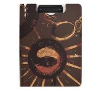 Portablocco pieghevole con spazio di archiviazione Gothic Darkness Snakes Gold Sun A4 Appunti Folio Doppia Clip Portapenne Scuola Clip Board con coperchio