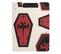 Portablocco pieghevole gotico rosso e nero Halloween bara croce A4 Appunti Padfolio orizzontale e verticale doppia clip infermieristica lavagna con copertina rigida