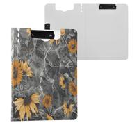 Portablocco pieghevole grigio marmo girasole farfalla A4 Appunti Padfolio orizzontale e verticale doppia clip scuola clip Board con coperchio