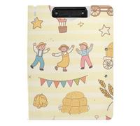 Portablocco pieghevole Happy Farm Celebration colorato A4 Appunti Raccoglitore Doppia Clip in Metallo Portapenne Ufficio Clip Board con coperchio