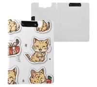Portablocco pieghevole per tutti i santi con gatti della savana, formato A4, con doppia clip in metallo, portapenne, lavagna con clip per ufficio, con coperchio