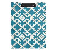 Portablocco pieghevole piatto con motivo geometrico Argyle color foglia di tè A4 portablocco Folio doppia clip in metallo portapenne infermieristica con copertina rigida