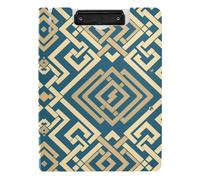 Portablocco pieghevole piatto geometrico oro blu A4 portablocco portablocco orizzontale e verticale doppia clip infermieristica con coperchio