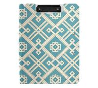 Portablocco pieghevole piatto motivo geometrico ad angolo retto blu A4 Appunti Folio raccoglitore orizzontale e verticale doppie clip infermieristica con coperchio