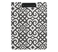Portablocco pieghevole piatto motivo geometrico palmette modello nero A4 Clipfolio doppia clip portapenne ufficio clip board con coperchio
