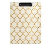 Portablocco pieghevole piatto motivo geometrico quadrifoglio oro A4 portablocco Folio orizzontale e verticale doppie clip infermieristica lavagna con coperchio