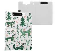 Portablocco pieghevole verde arca lupo giocoso inverno A4 Appunti Folio Due clip in metallo portapenne ufficio clip Board con coperchio