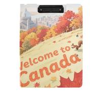 Portablocco pieghevole Welcome to Canada Scenery Culture A4 Appunti Folio Due clip in metallo portapenne Office Clip Board con coperchio