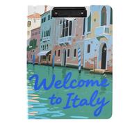 Portablocco pieghevole Welcome to Italy Scenery Culture A4 Appunti Folio Raccoglitore Doppia Clip in Metallo Portapenne Ufficio Clip Board con Cover