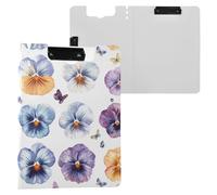 Portablocco vintage bianco viola del pensiero con cartella orizzontale e verticale doppie clip Board con copertina Appunti raccoglitore ufficio business
