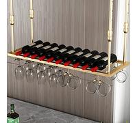 Portabolaboratura del soffitto unità di vino portabottina di bottiglie di vino portabottiglie appeso in bicchiere di bicchieri da stelo, supporto per vino ad altezza regolabile per arte ferro