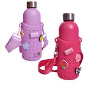 Portaborraccia con Borraccia Termica in Silicone 500 ml e 5 Pins - Tinta Unita Click (1 pezzo Random)