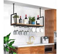Portabotteggiatore a soffitto a soffitto a soffitto, porta in bicchiere di vino appeso, armadietto per portabottiglie appeso, porta in vetro da vino montato a parete perfetta per la cucina da bar che