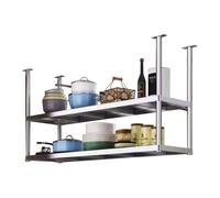 Portabottiglie a 2 ripiani da cucina pensile - 60~120 cm Ripiani da soffitto Porta pentole e padelle per bar Ristoranti Pentole, portabottiglie/portavasi per fiori, acciaio inossidabile (60x