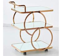 Portabottiglie a 3 ripiani in metallo per vino e tè, con carrello mobile in vetro temperato, carrello portautensili per tè, acqua, snack, auto, hotel, ristorante, auto per consegne - oro/argento vetro
