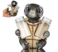 Portabottiglie a forma di tartaruga con 2 bottiglie di condimento, saliera e pepiera, statua in resina a forma di tartaruga marina, statuetta decorativa per casa, cucina, ristorante
