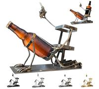 Portabottiglie a forma di teschio per e vino, espositore per bevande in stile steampunk, divertente decorazione da bar con scheletro in metallo, per whisky e birra, ideale (Metallizzato)